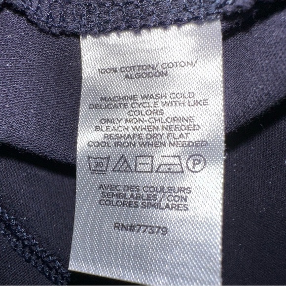 2 for $26 Ann Taylor Navy Blue High Ruffle Neck and Cuff Long Sleeve Tee Large - Picture 7 of 7